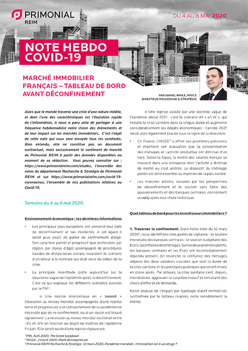 note hebdomadaire covid-19 immobilier recherche Praemia REIM